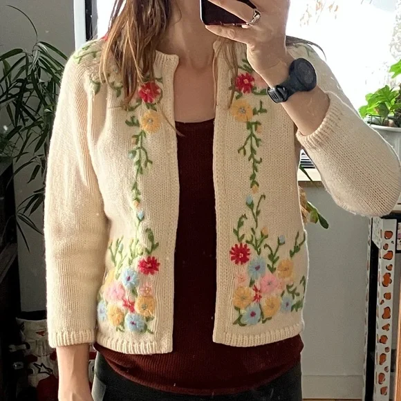Vintage handmade embroidered cardigan - Picture 12 of 12